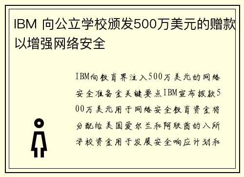 IBM 向公立学校颁发500万美元的赠款以增强网络安全 